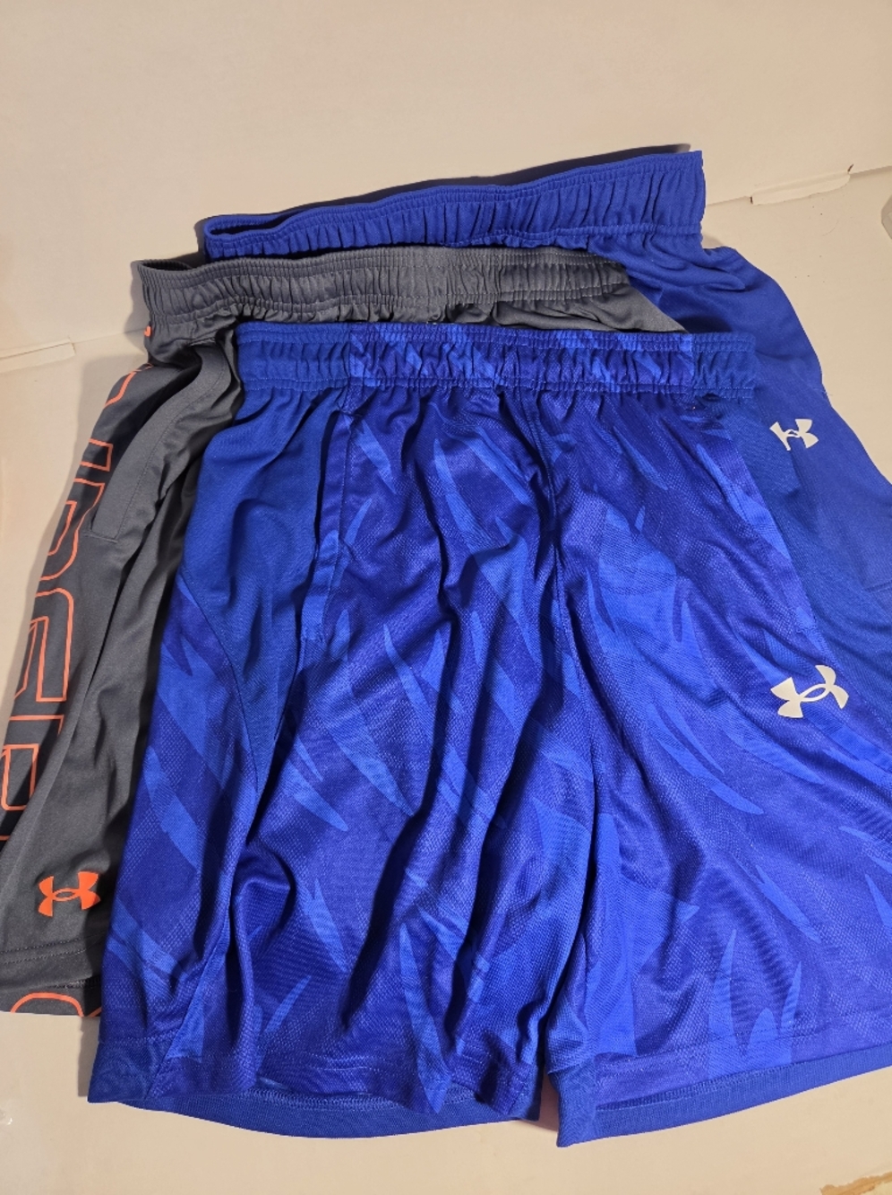 Under Armour Boys' Blue and Gray Athletic Shorts - Performance Kids Bottoms